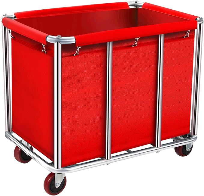 Commercial Laundry Cart with Wheels, 11.35 Bushel Large Laundry Rolling Bins by frides