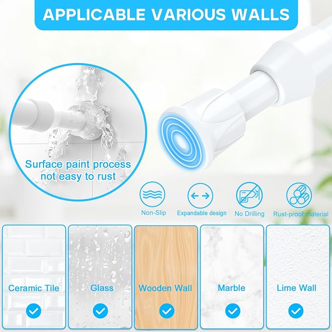 2PCS Small Tension Curtain Rod 11 to 19 Inch, Loaded Expandable Spring Curtain - Image 2