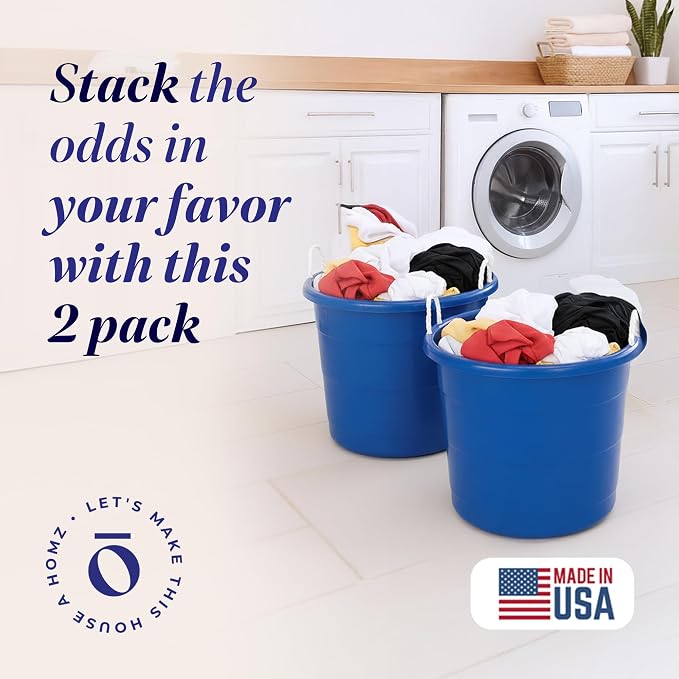 HOMZ 2-Pack Utility Tub, Large Plastic Storage Bucket - Image 2