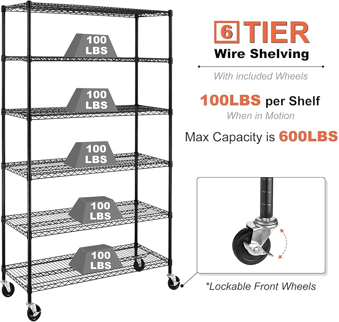 Meet perfect 6-Tier Wire Shelving Unit - Image 5