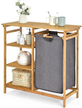 Giantex Bamboo Laundry Hamper Stand, Freestanding Laundry Organizer w/Removable by Giantex