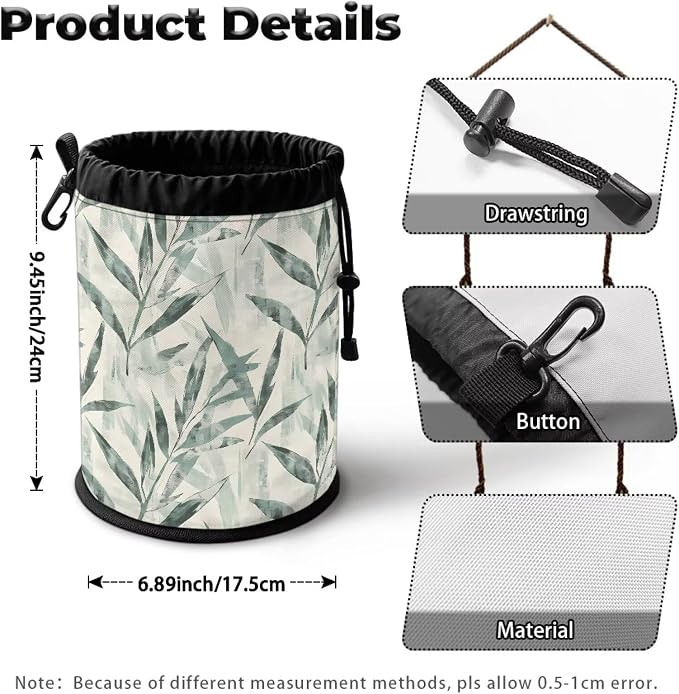 Bamboo Leaf Clothespin Bag Holder Hanging Clothespin Bag - Image 7