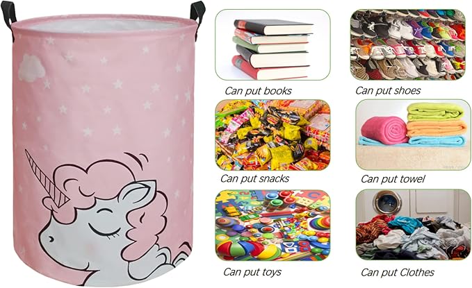 Round Laundry Basket Storage Bins Nursery Hamper Gift Baskets - Image 5