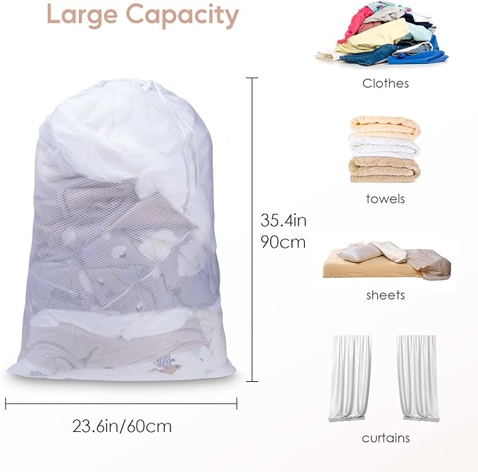 Meowoo Large Mesh Laundry Bag, 24×36inch Heavy Duty Mesh Laundry Bags - Image 6