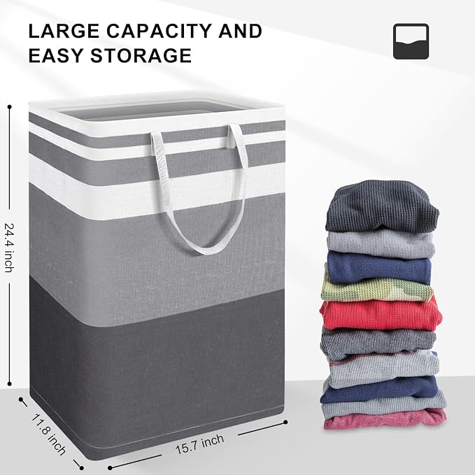 2-Pack Large Laundry Basket, Waterproof, Laundry Hamper, Collapsible Tall - Image 3