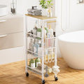 Slim Bathroom Storage Cart, 4 Tier Small Rolling Organizer Cabinet by DTUQYX