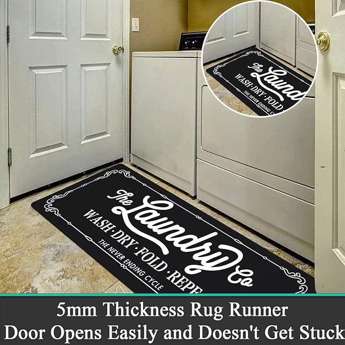 Pauwer Laundry Room Rug Runner 20"x48" Waterproof Rubber Laundry Mat Non Slip - Image 5