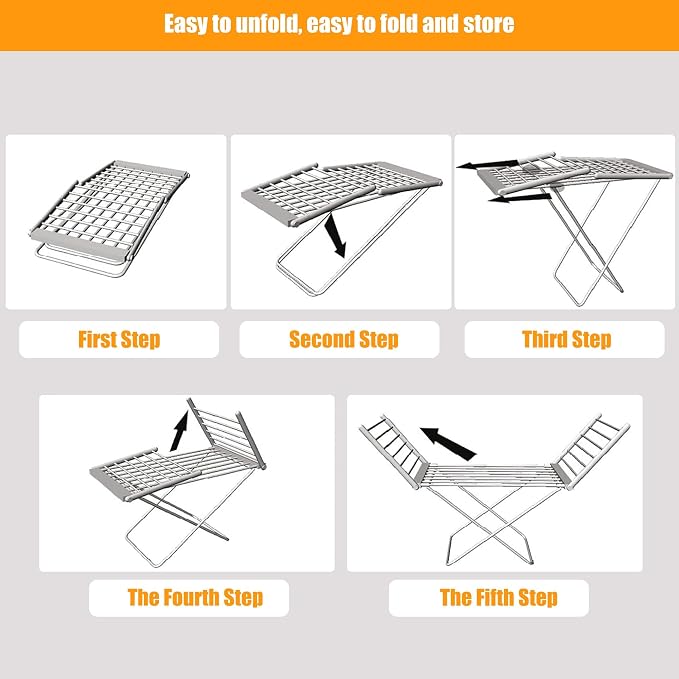 Folding Electric Heated Clothes Drying Rack, Laundry Drying Rack, 45-55℃ - Image 6