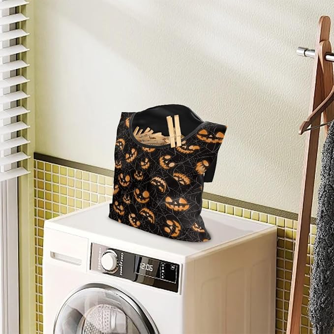 Jack-O'-Lantern Clothespin Bag Holder Large Capacity Pin Collector Bag - Image 2