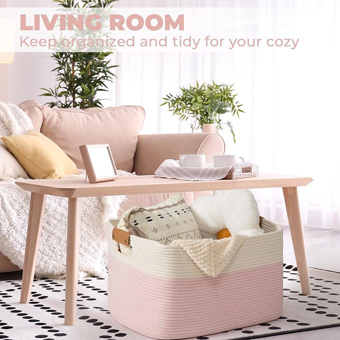 danpinera Large Woven Basket 25’’*16’’*16’’ Rectangle Woven Baskets - Image 5