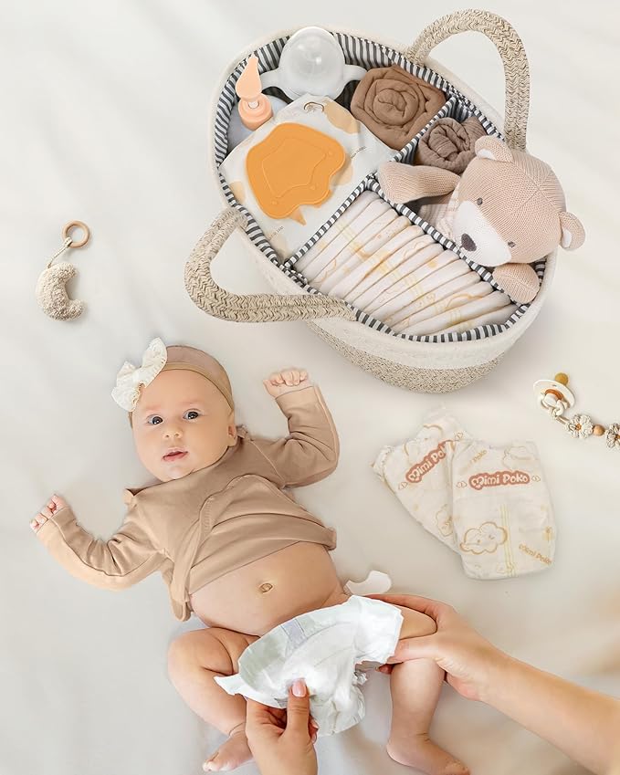 Maliton Extra Large Diaper Caddy Organizer, Cotton Rope Nursery Basket - Image 6