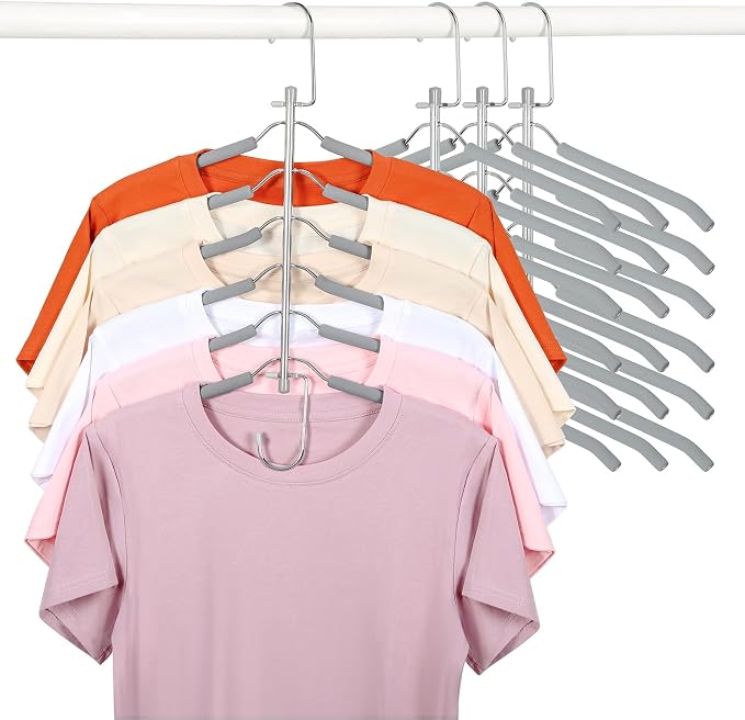 TOPIA HANGER Clothes Hanger Space Saving, 6 Tier Shirt Coat Hangers Space by TOPIAHANGER