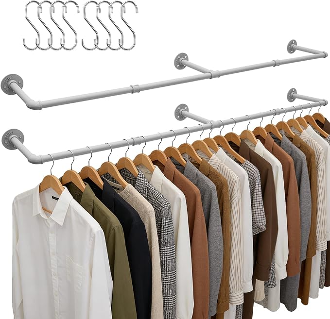 Aduanbang 65.7in Industrial Pipe Wall Mounted Clothes Rack, Heavy Duty by Aduanbang