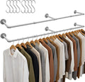 Aduanbang 65.7in Industrial Pipe Wall Mounted Clothes Rack, Heavy Duty by Aduanbang