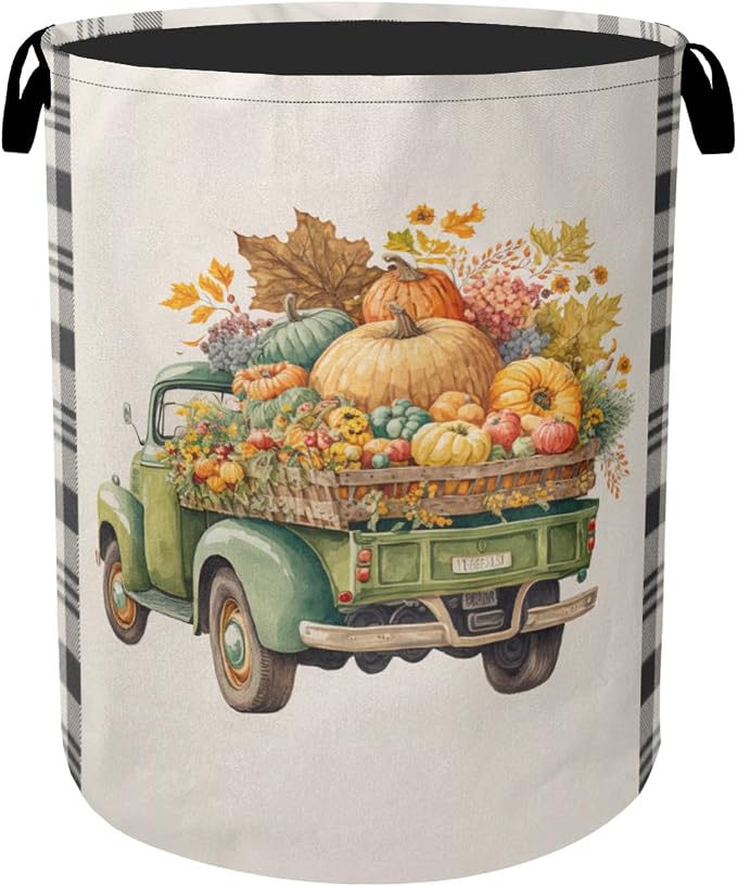 Fall Pumpkin Truck Large Clothes Hamper Bag by Gearsly