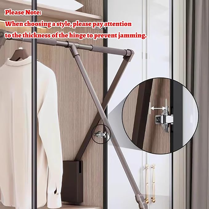 Pull Down Closet Rod for Hanging Clothes, Wardrobe Bracket Metal Pole Holders - Image 6
