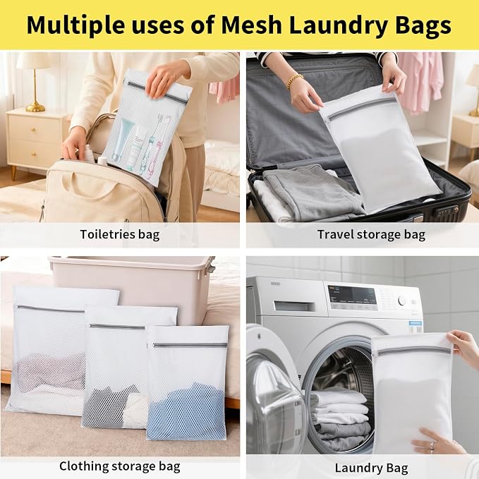 Laundry Bag Backpack with 3 Sizes Mesh Wash Bags and Shoulder Straps Foldable - Image 4