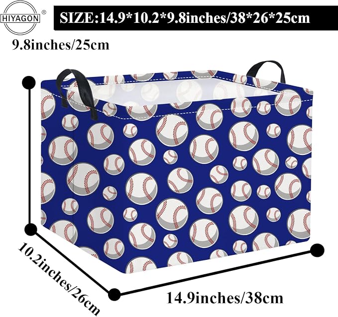 HIYAGON Rectangular Baseball Toy Storage Bin Organizer Box - Image 7