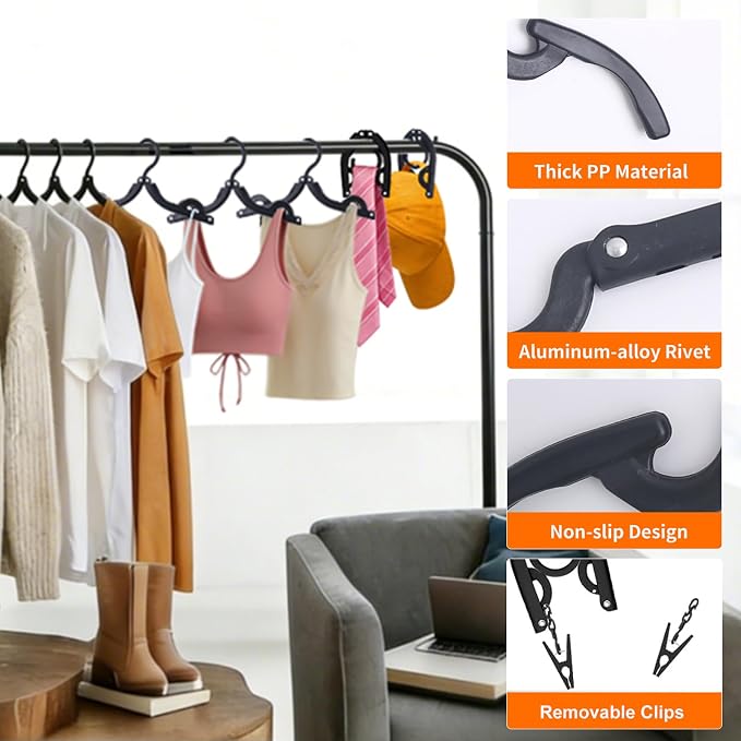 8Pcs Travel Hangers with Clips for Cruise Foldable Hangers - Image 3