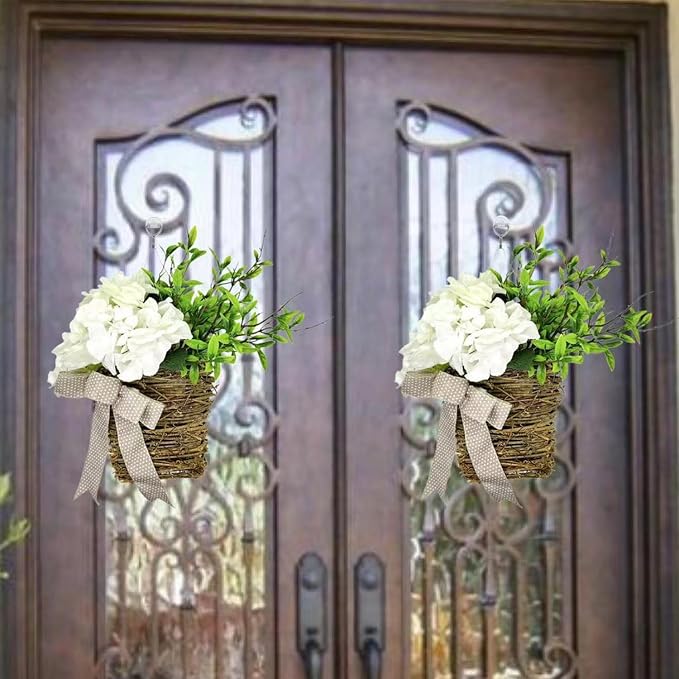 Door Hanger Basket Wreath, Spring Summer Wreaths - Image 5