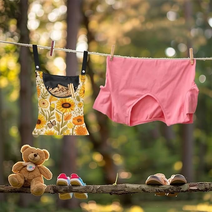 Sunflower Clothespin Bag with Hanging Hook Summer Laundry Clothes Pin Holder - Image 4