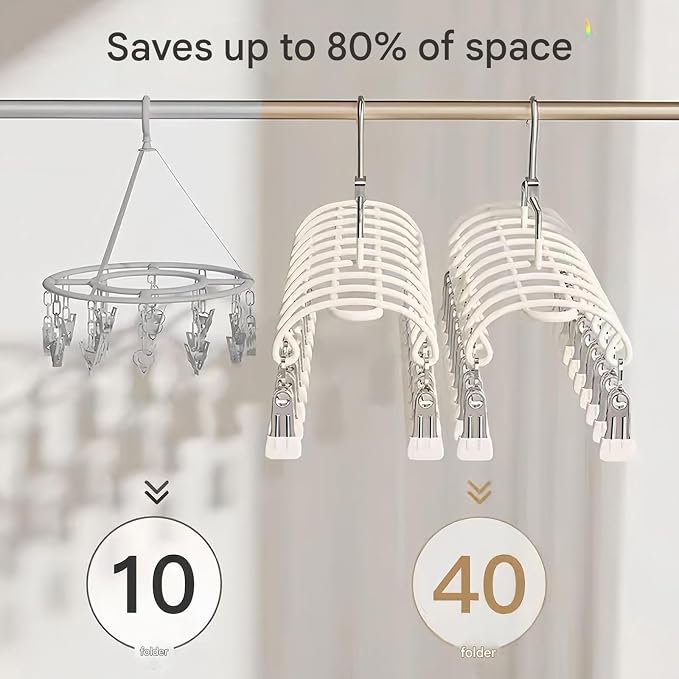 Stainless Steel Sock Clothes Drying Rack 20 Clip Rustproof Laundry Organizers - Image 7