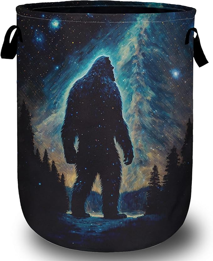 Bigfoot Mountains Laundry Basket, Foldable Waterproof Laundry Hamper Tote Bag by Unknown
