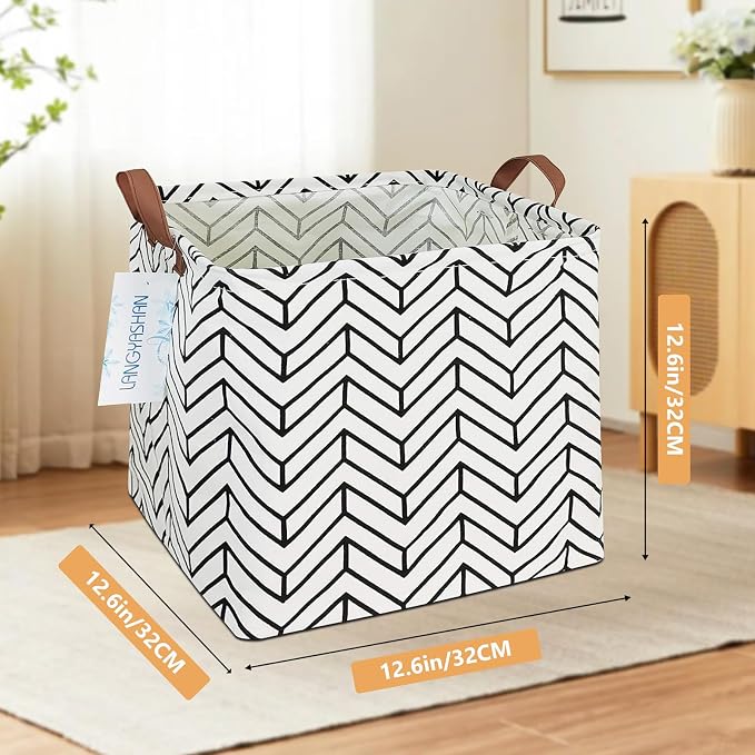 LANGYASHAN Square Storage Baskets Waterproof Canvas Children Laundry Nursery - Image 2