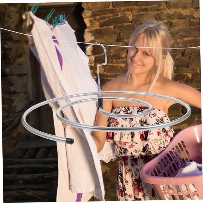 2pcs Spiral Sheet Hanger Set Thick Stainless Steel Windproof Quilt Rack Space - Image 4