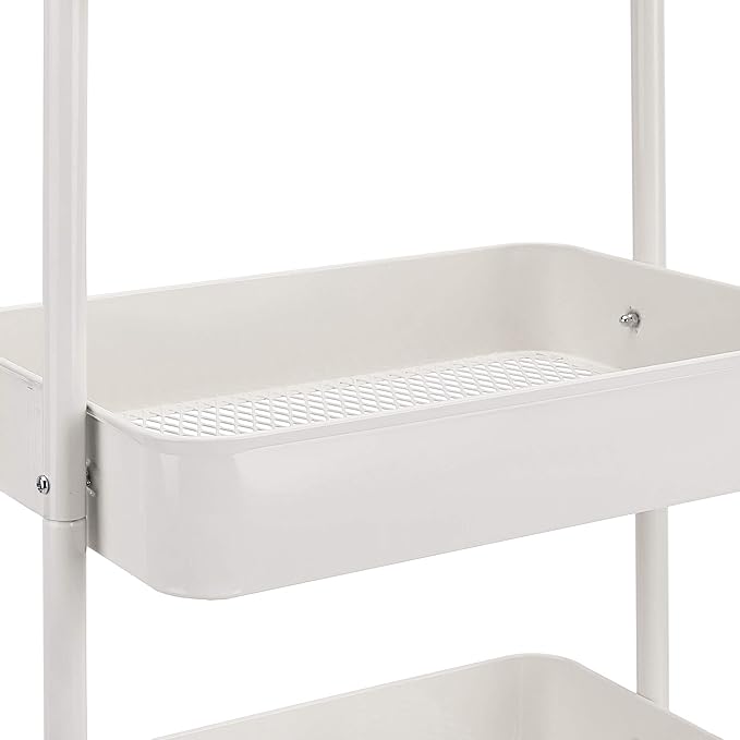 Amazon Basics 3-Tier Rolling Utility Cart, Storage Organizer, Lockable Wheels - Image 2