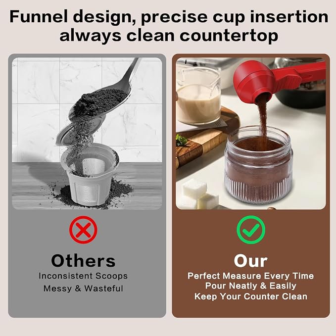 2-in-1 Coffee Scoop with Funnel, 2 Teaspoon Measuring Spoon - Image 4