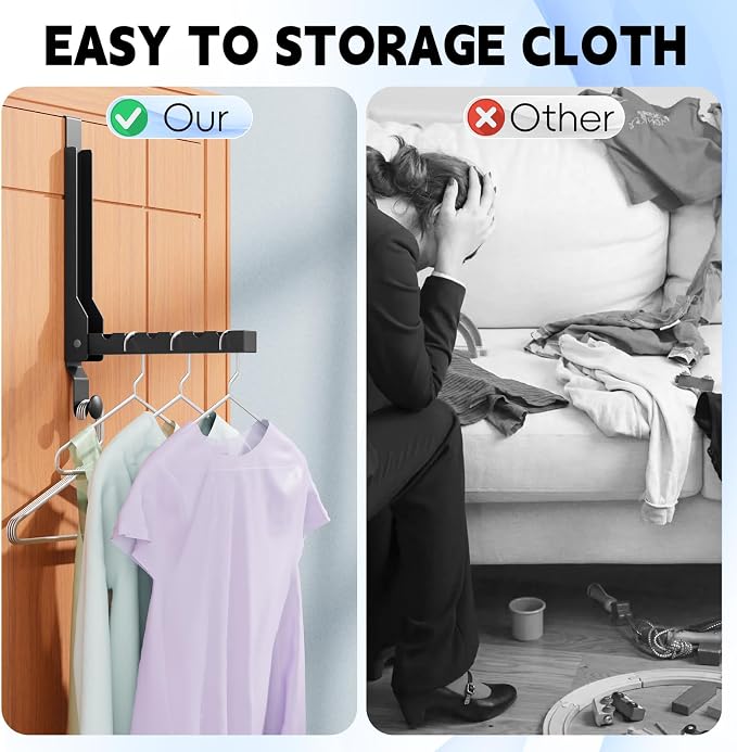2 Pack Over The Door Hanger Folding Clothes Drying Rack, Folding Hanging Coat - Image 7