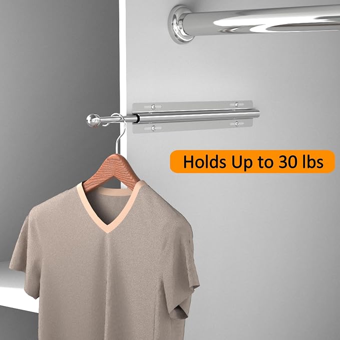 12 Inch Valet Rod for Closet Pull Out, Space Saving, Retractable Slide Out - Image 2