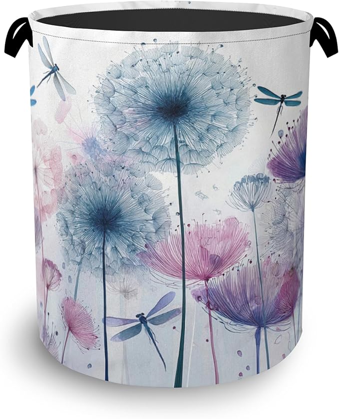 Dandelion Dragonfly Laundry Hamper, Dirty Clothes Laundry Basket by Unknown
