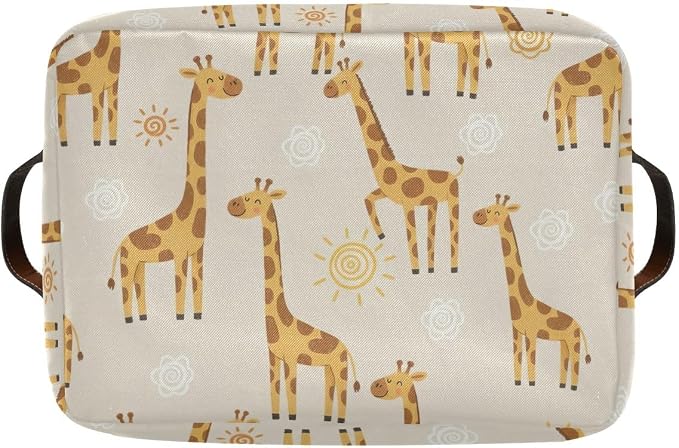 CHIFIGNO Storage Baskets Cartoon Giraffes Laundry Baskets Collapsible Organizer - Image 8