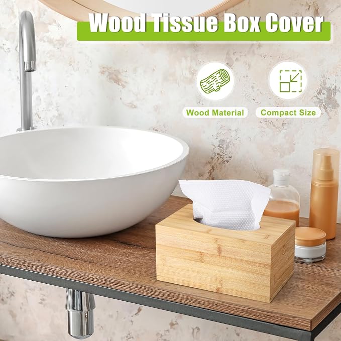 Rectangular Tissue Box Cover, Bamboo Tissue Box Cover Rectangle Tissue Box - Image 3