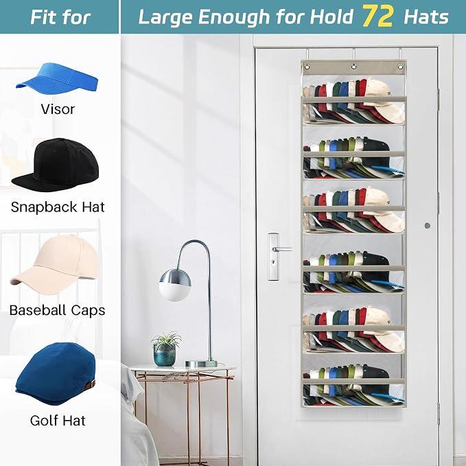 AOODA Clear Over the Door Hat Racks - Image 4