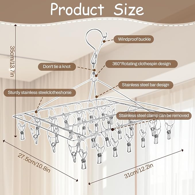 6 PCS Stainless Steel Hanging Drying Rack - Image 2