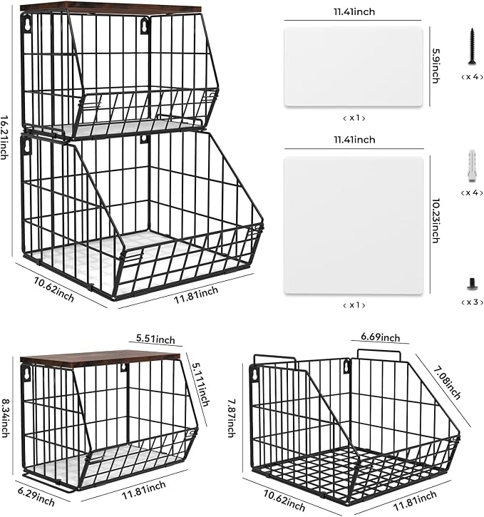 2 Tier Stackable Wall Mounted Hanging Basket, Fruit Basket - Image 8