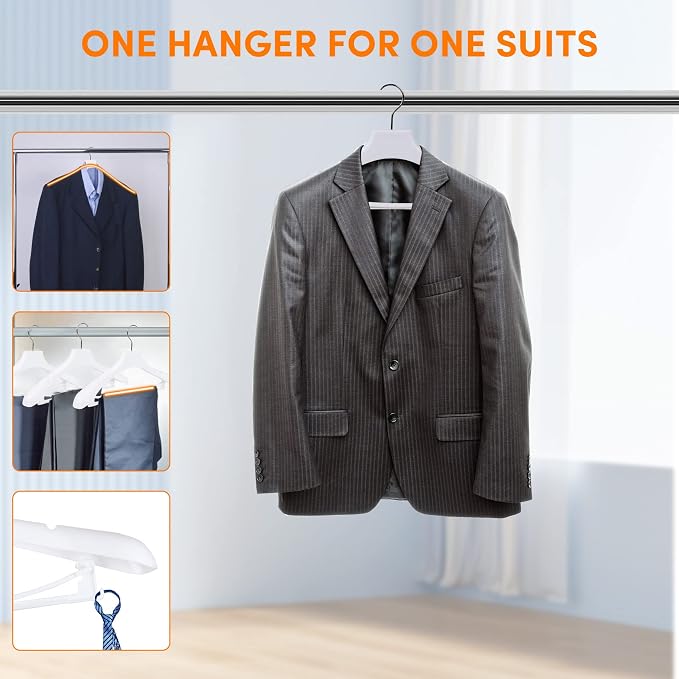 DEDU Suit Hangers for Men 20 Pack Width 17.3", Plastic Extra Wide Shoulder - Image 5
