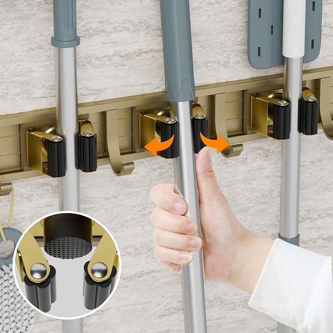reliahom Broom Holder Wall Mount, 4 Racks - Image 4