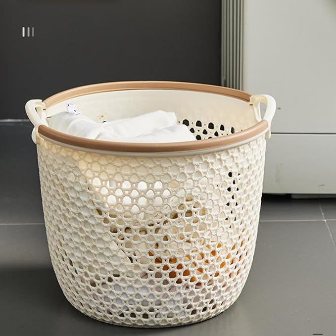 Flexible Laundry Basket with Handles, Portable Round Bin, Plastic Laundry by Unknown