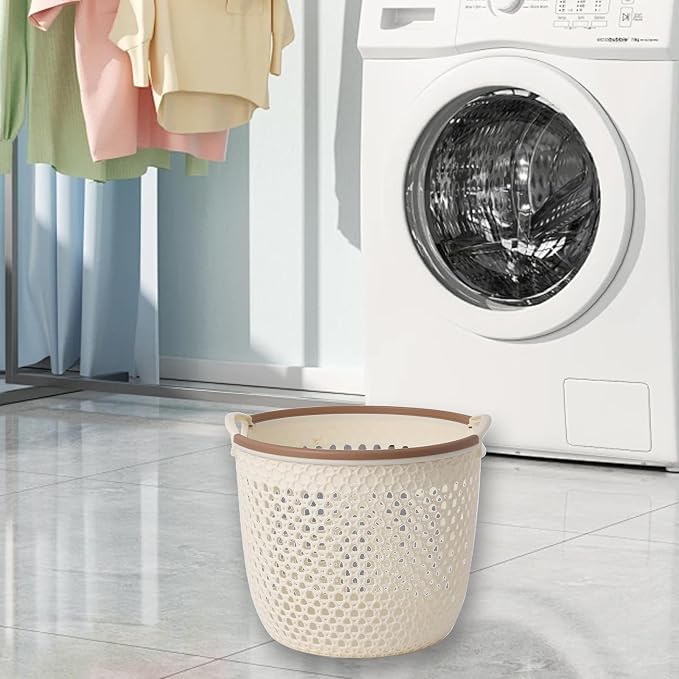 Flexible Laundry Basket with Handles, Portable Round Bin, Plastic Laundry - Image 5