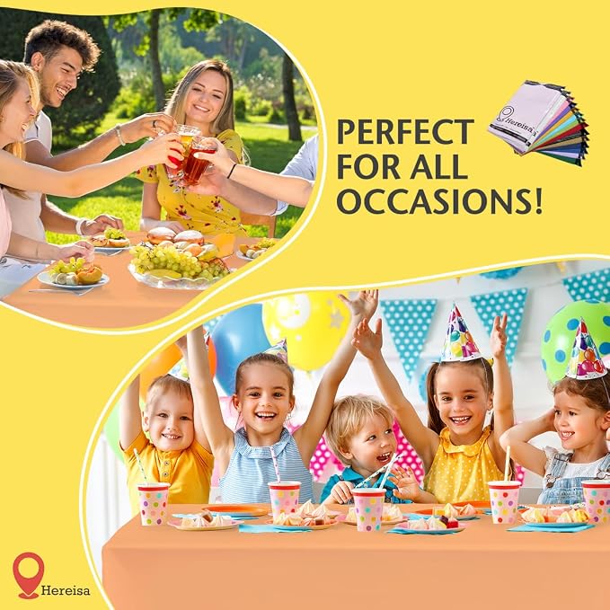 Plastic Peach Tablecloths 2 Pack Disposable Table Covers 54 x 108 Inch PEVA - Image 5