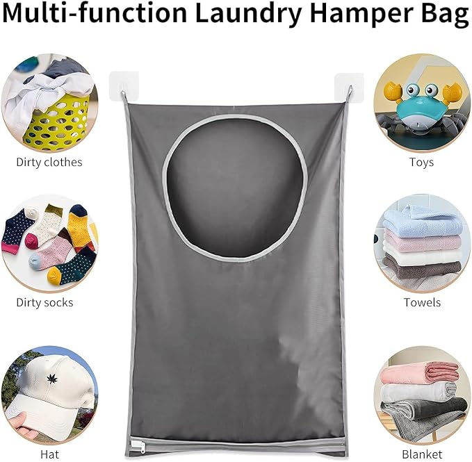 Resdenio Hanging Laundry Hamper Bag, Portable Laundry Bag, Large Foldable Wall - Image 7