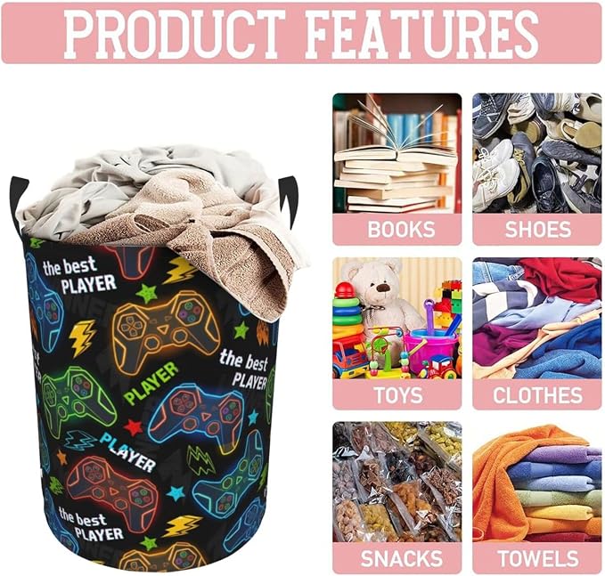 Video Game Controller Colorful Laundry Hamper Bag - Image 8