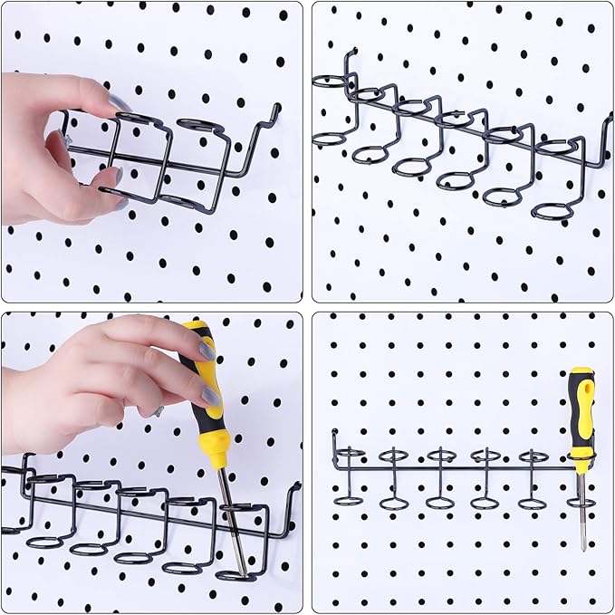 Hotop 2 Pieces Pegboard Screwdriver Holder Peg Board Tool Utility Hooks - Image 3