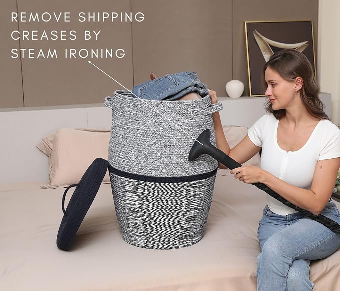 26" x 20" Handcrafted Tall Cotton Rope Basket - Image 9