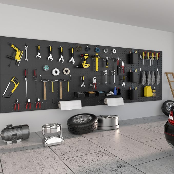 Metal Peg Board Kit with 1/4" Pegboard Accessories, 6 Pack 12"X24" Pegboard and - Image 8