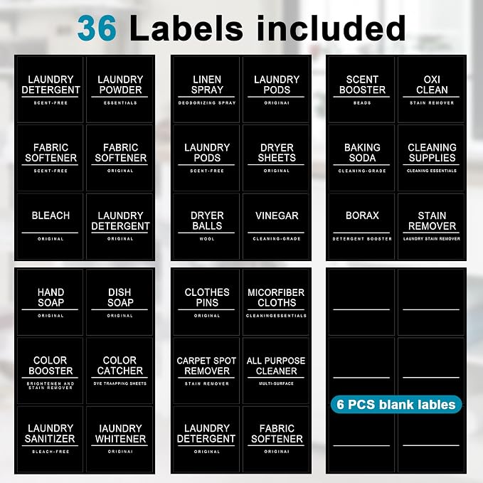 Laundry Room Labels Waterproof 36 Minimalist Home Organization Labels - Image 6